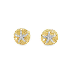 Jai's 14K Yellow Gold Diamond Sand Dollar Studs