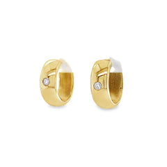 Jai's 14K Yellow Gold Thick Solitaire Diamond Huggies