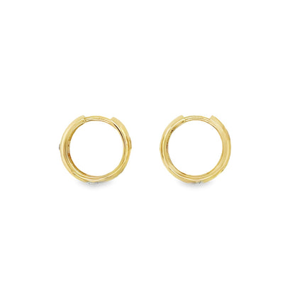 Jai's 14K Yellow Gold Thick Solitaire Diamond Huggies