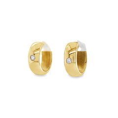 Jai's 14K Yellow Gold Thick Solitaire Diamond Huggies