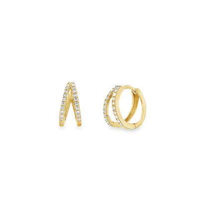 Jai's 14K Yellow Gold Split-shank Diamond Hoops