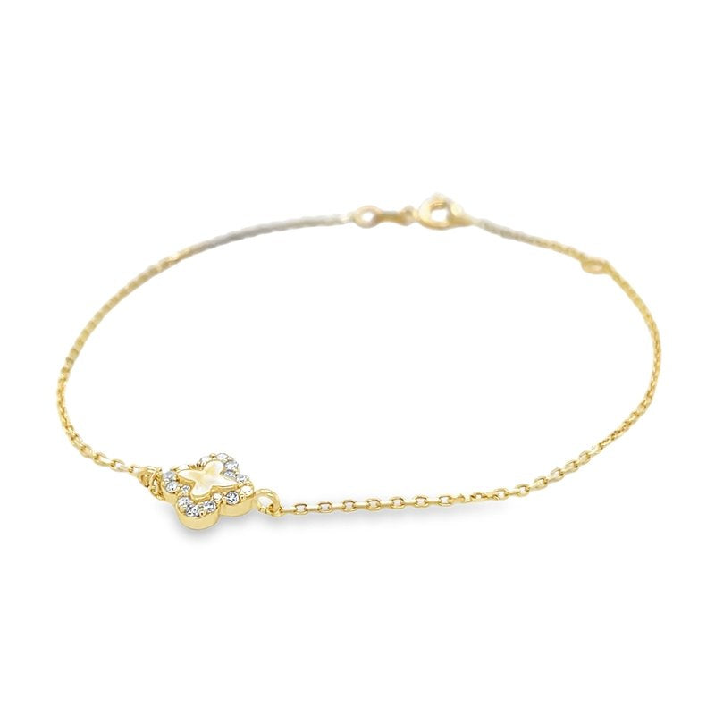 Jai's 14K Yellow Gold Diamond Clover Bracelet
