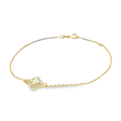 Jai's 14K Yellow Gold Diamond Clover Bracelet