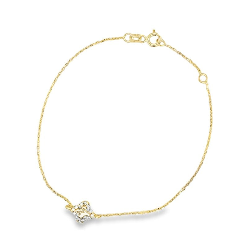 Jai's 14K Yellow Gold Diamond Clover Bracelet