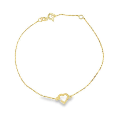 Jai's 14K Yellow Gold Diamond Heart Bracelet