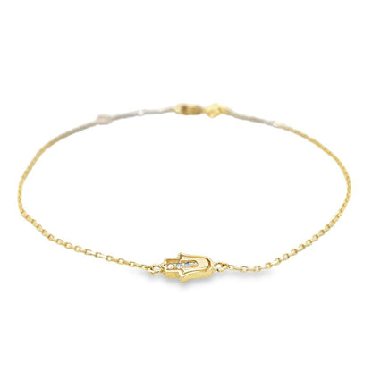 Jai's 14K Yellow Gold Diamond Hamsa Hand Bracelet