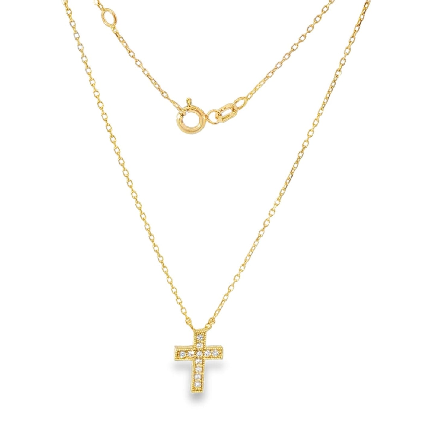 Jai's 14K Yellow Gold Diamond Cross Necklace