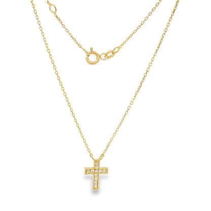 Jai's 14K Yellow Gold Diamond Cross Necklace
