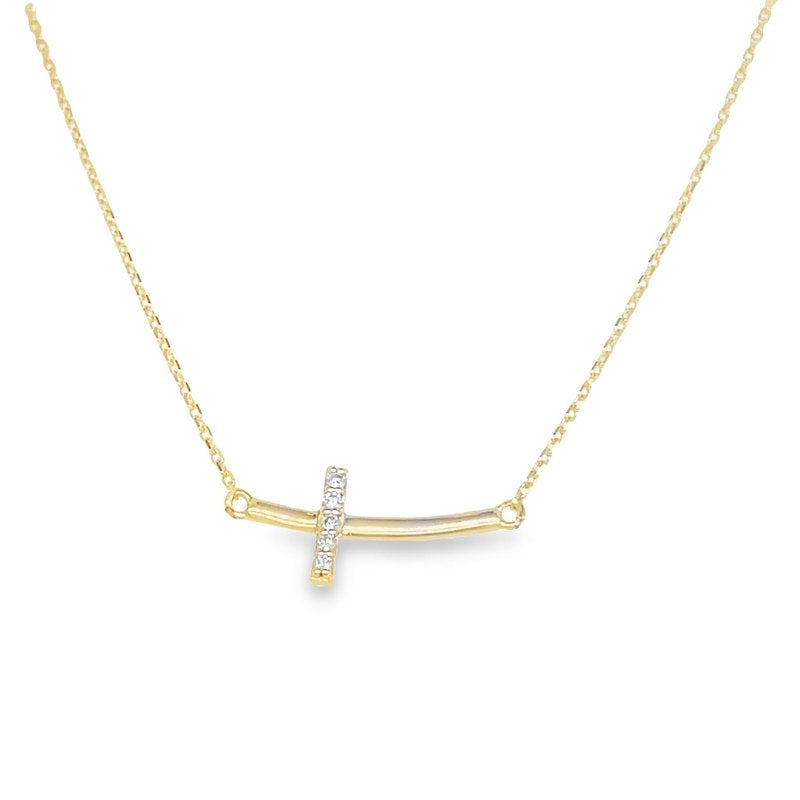 Jai's 14K Yellow Gold Petite Diamond Cross Necklace - 16"