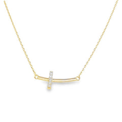 Jai's 14K Yellow Gold Petite Diamond Cross Necklace - 16"