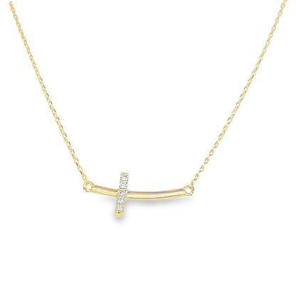 Jai's 14K Yellow Gold Petite Diamond Cross Necklace - 16"
