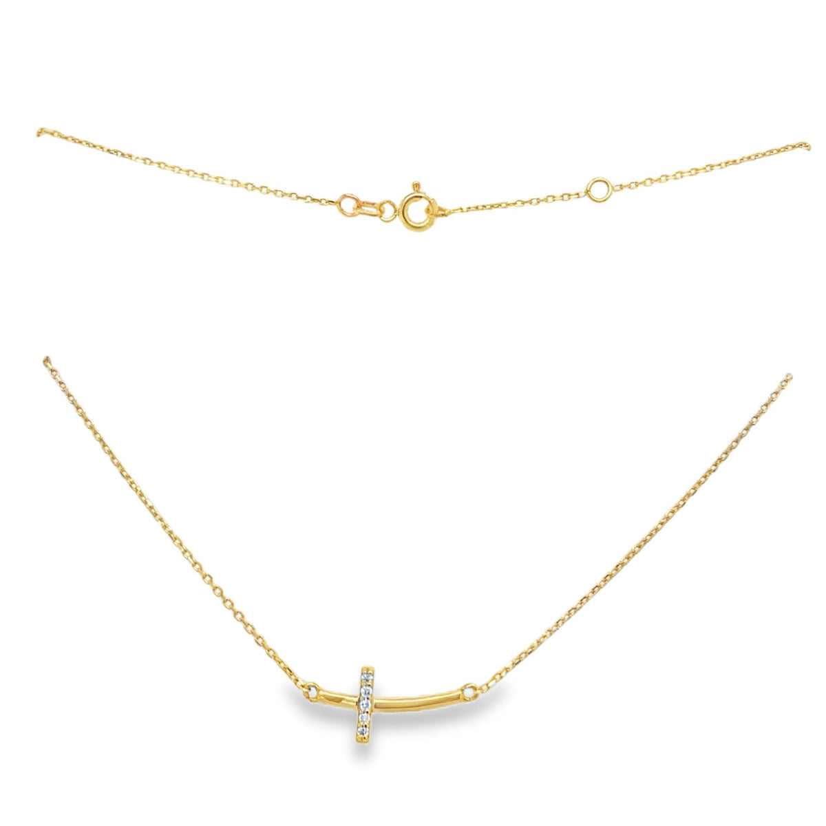 Jai's 14K Yellow Gold Petite Diamond Cross Necklace - 16"