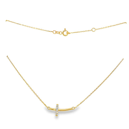 Jai's 14K Yellow Gold Petite Diamond Cross Necklace - 16"