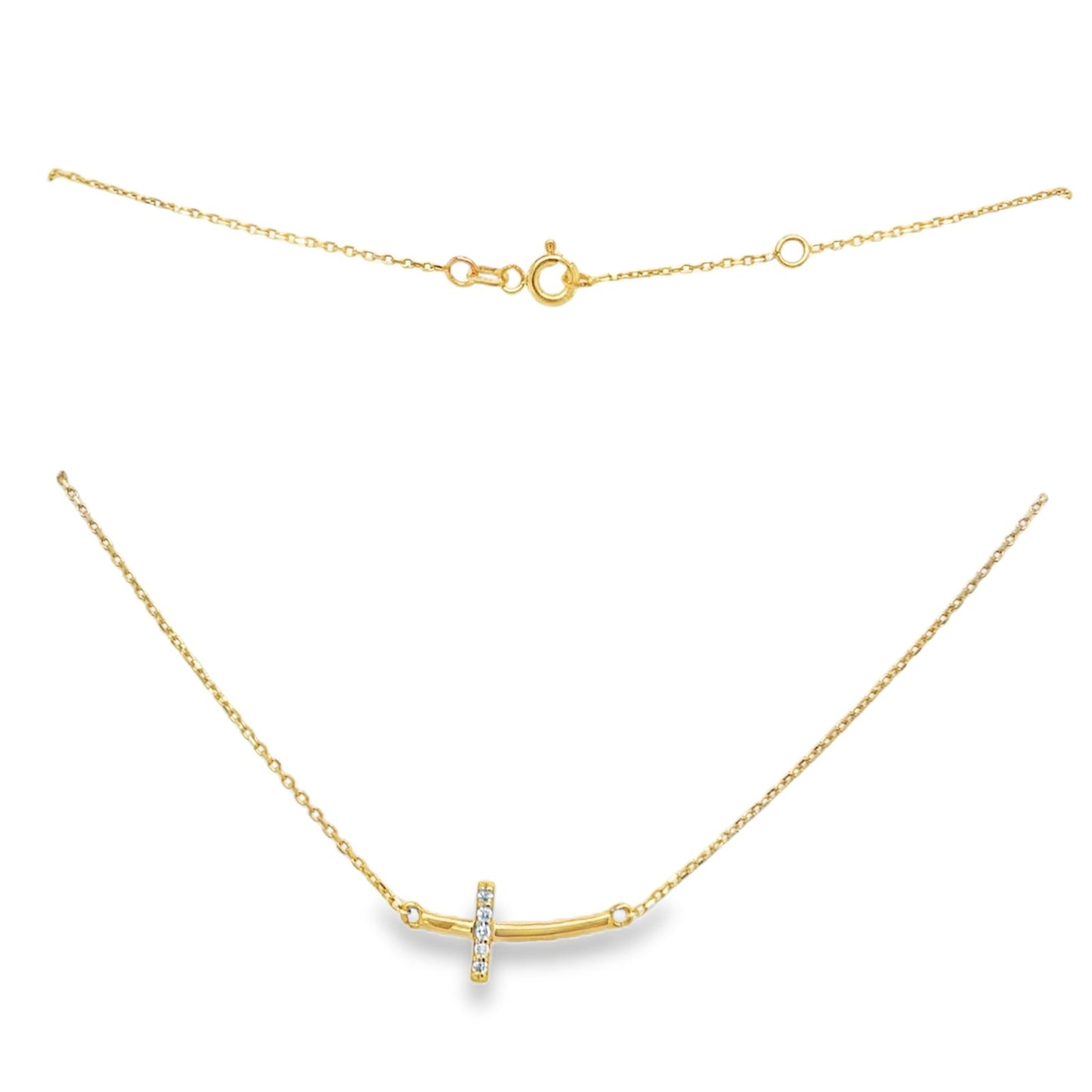 Jai's 14K Yellow Gold Petite Diamond Cross Necklace