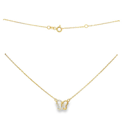 Jai's 14K Yellow Gold Petite Diamond Butterfly Necklace