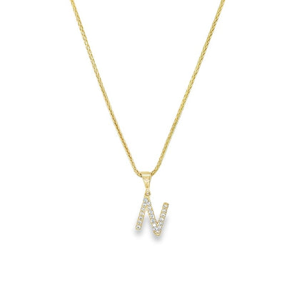 Jai's 14K Yellow Gold Diamond Initial N Pendant