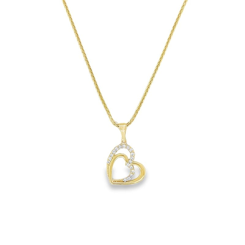 Jai's 14K Yellow Gold Diamond Heart Pendant