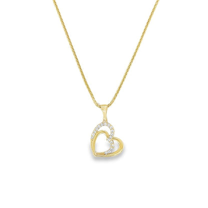 Jai's 14K Yellow Gold Diamond Heart Pendant