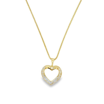 Jai's 14K Yellow Gold Diamond Heart Pendant