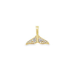 Jai's 14K Yellow Gold Diamond Whale Tail Pendant