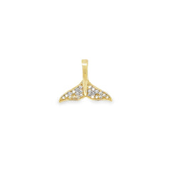Jai's 14K Yellow Gold Diamond Whale Tail Pendant