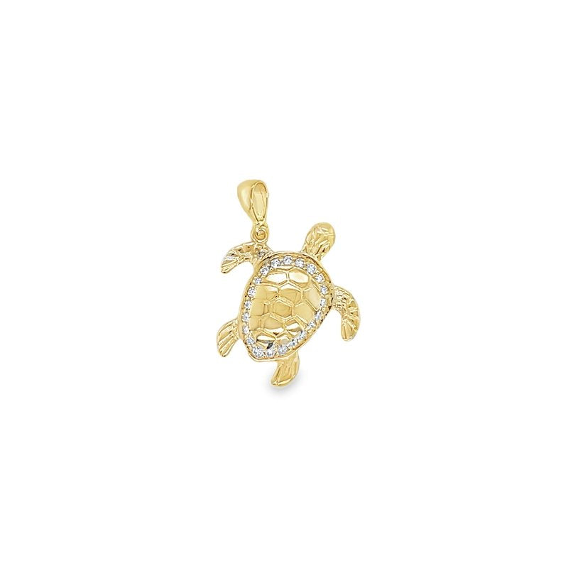 Jai's 14K Yellow Gold Diamond Turtle Pendant