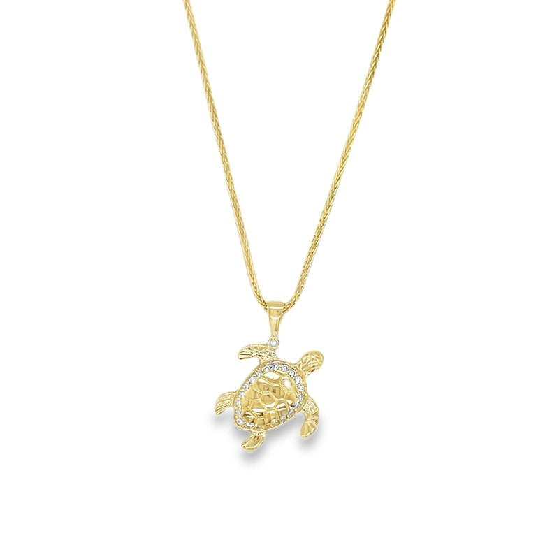 Jai's 14K Yellow Gold Diamond Turtle Pendant