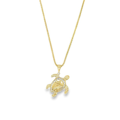 Jai's 14K Yellow Gold Diamond Turtle Pendant