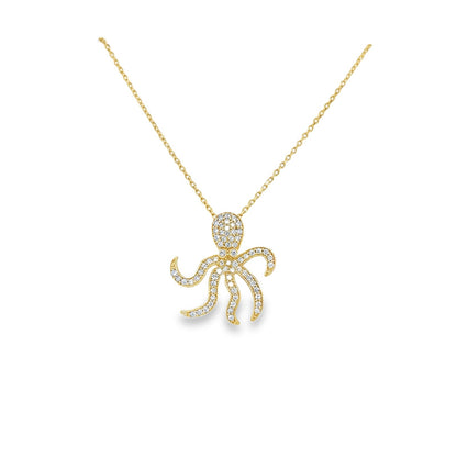 Jai's 14K Yellow Gold Diamond Octopus Pendant