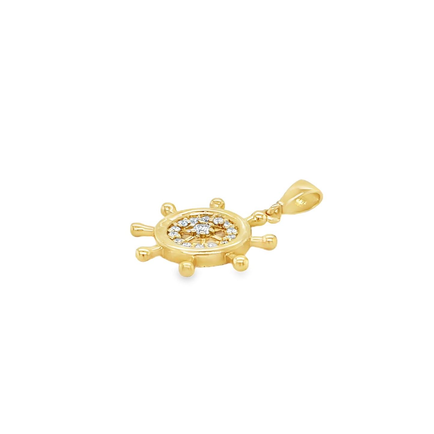Jai's 14K Yellow Gold Diamond Ship Wheel Pendant