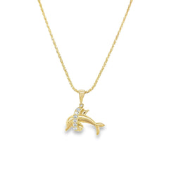 Jai's 14K Yellow Gold Diamond Dolphin Pendant