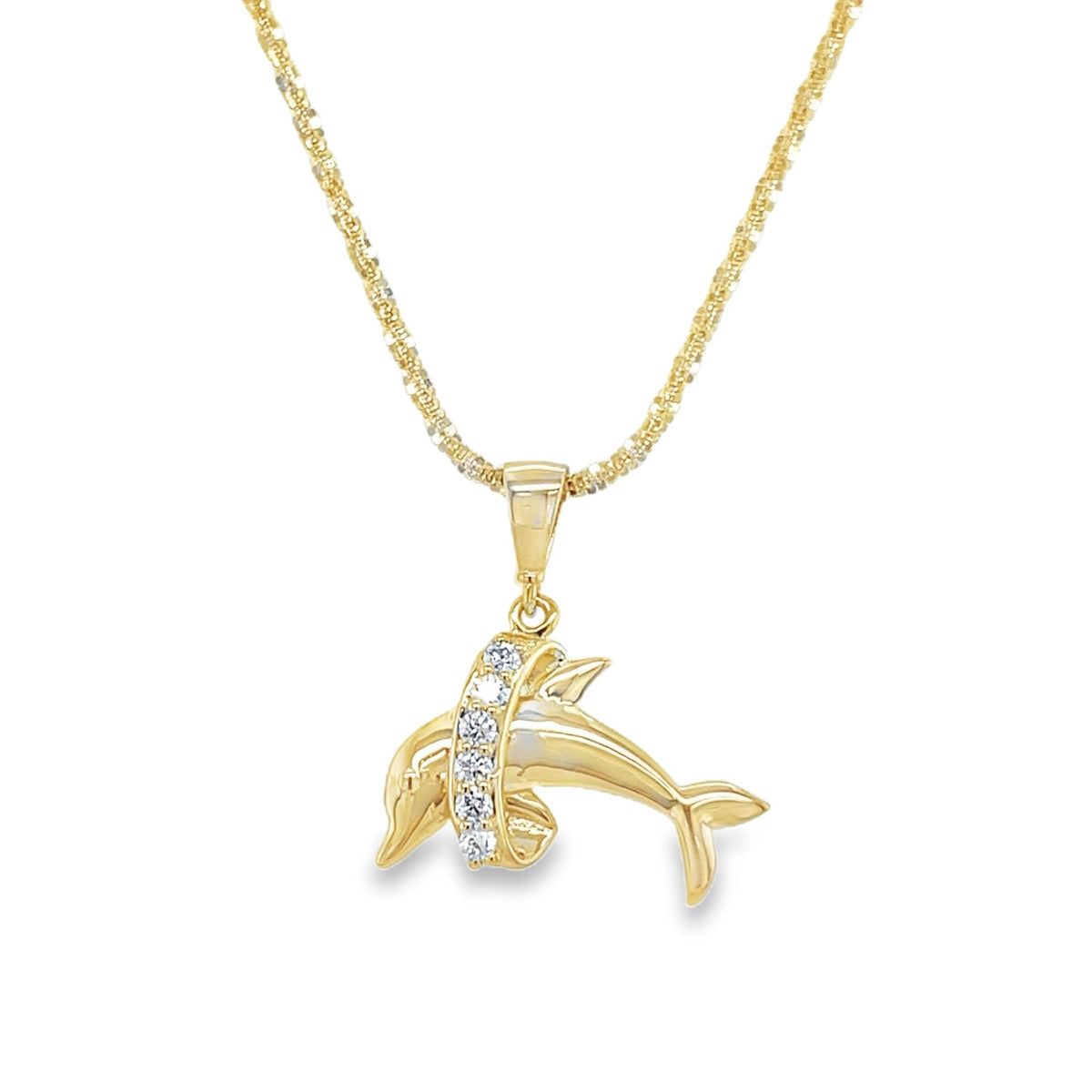 Jai's 14K Yellow Gold Diamond Dolphin Pendant