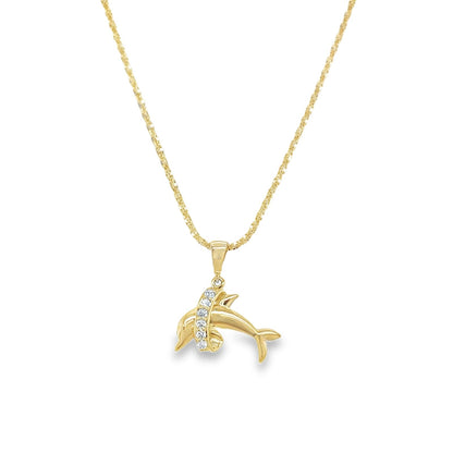 Jai's 14K Yellow Gold Diamond Dolphin Pendant