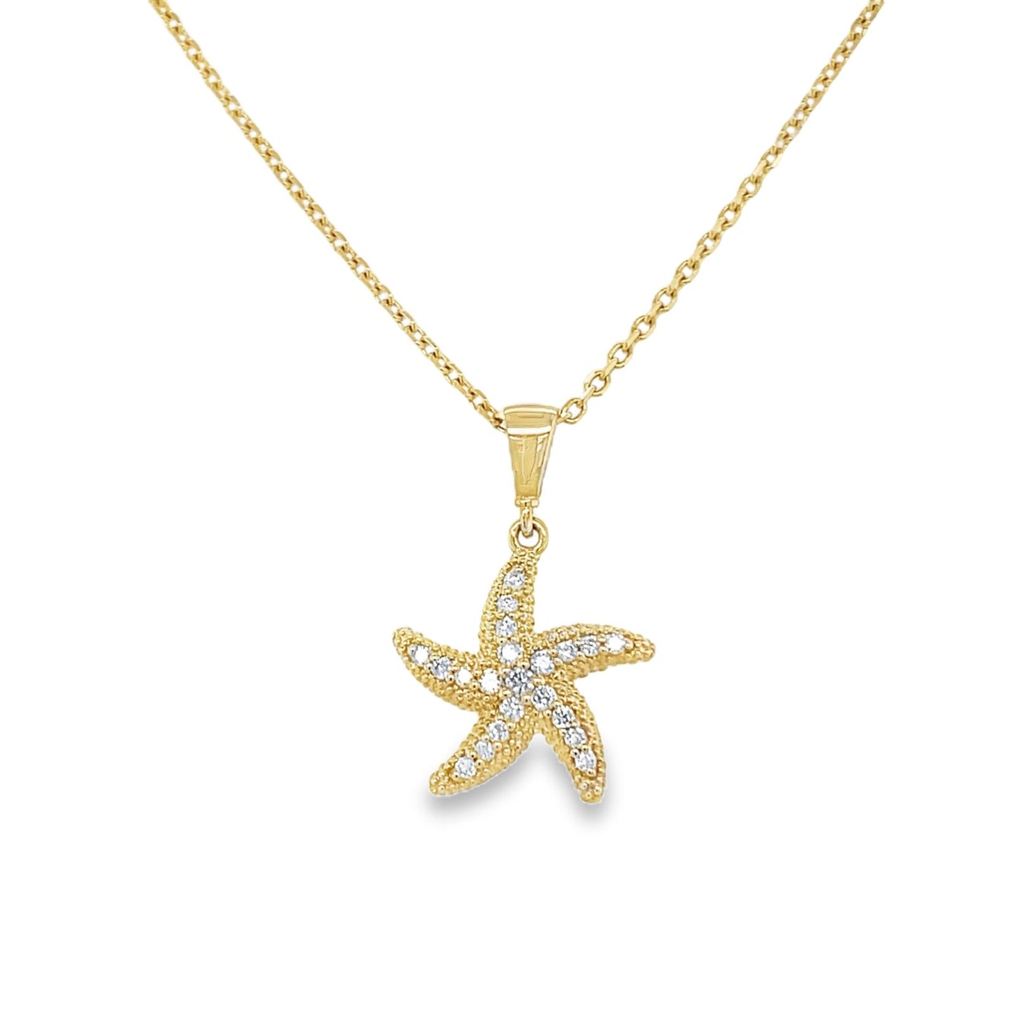 Jai's 14K Yellow Gold Diamond Starfish Pendant