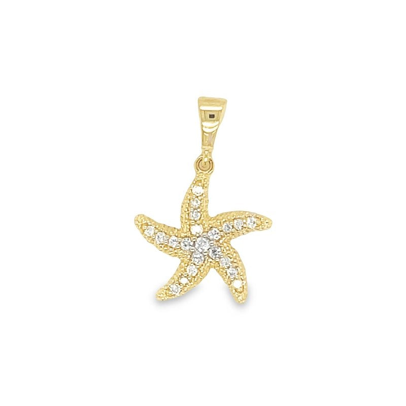 Jai's 14K Yellow Gold Diamond Starfish Pendant