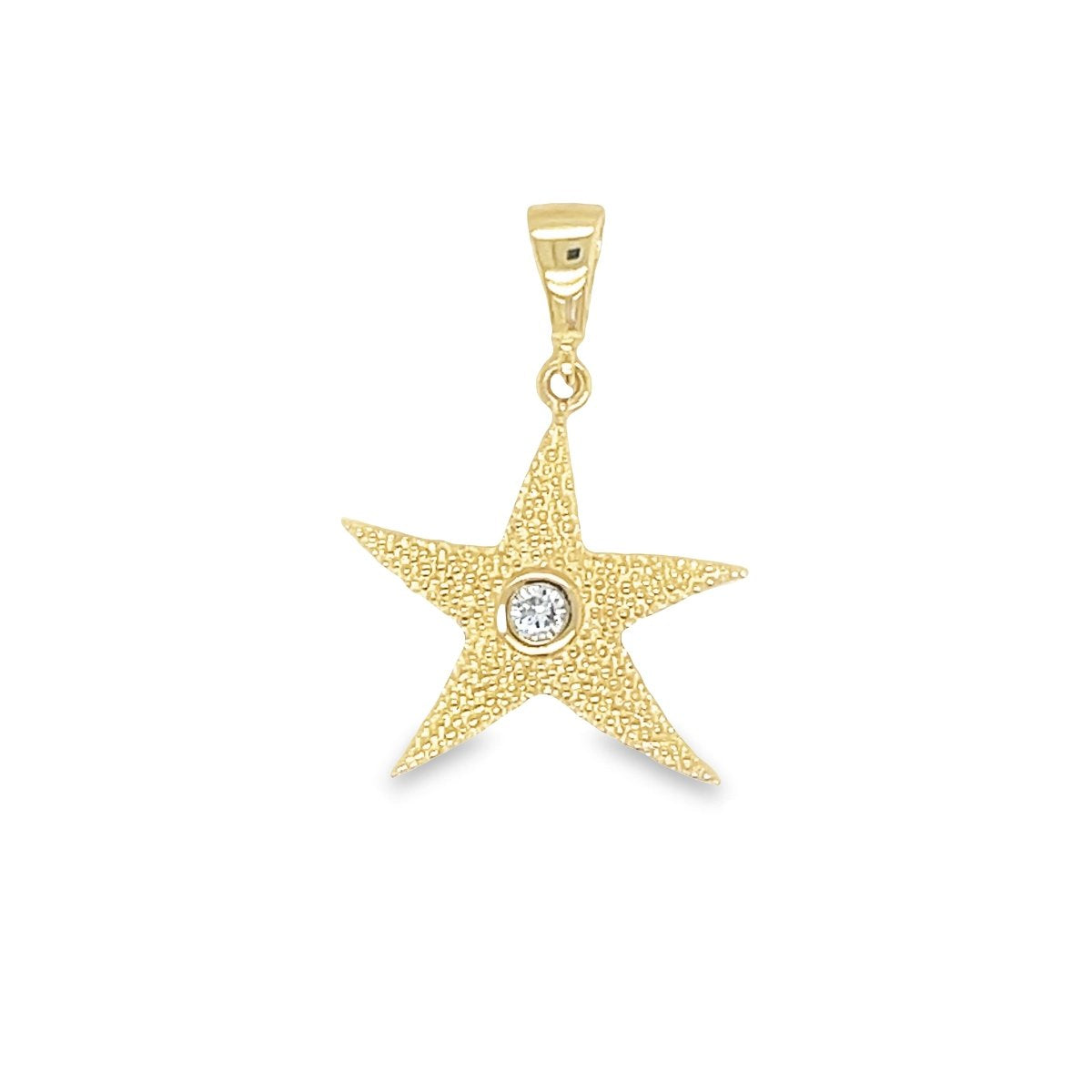 Jai's 14K Yellow Gold Solitaire Diamond Starfish Pendant