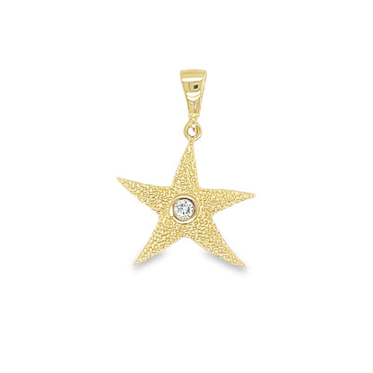 Jai's 14K Yellow Gold Solitaire Diamond Starfish Pendant