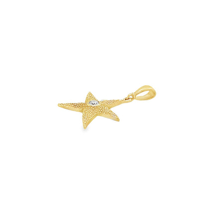 Jai's 14K Yellow Gold Solitaire Diamond Starfish Pendant