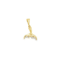 Jai's 14K Yellow Gold Diamond Whale Tail Pendant
