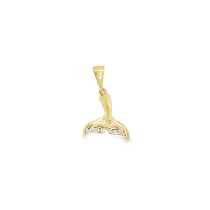 Jai's 14K Yellow Gold Diamond Whale Tail Pendant