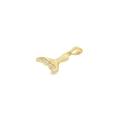 Jai's 14K Yellow Gold Diamond Whale Tail Pendant
