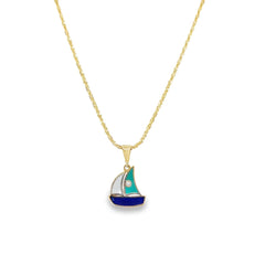 Jai's 14K Yellow Gold Diamond Sailboat Pendant