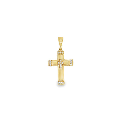Jai's 14K Yellow Gold Diamond Cross Pendant