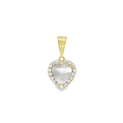 Jai's 14K Yellow Gold Mother-of-Pearl & Diamond Heart Pendant