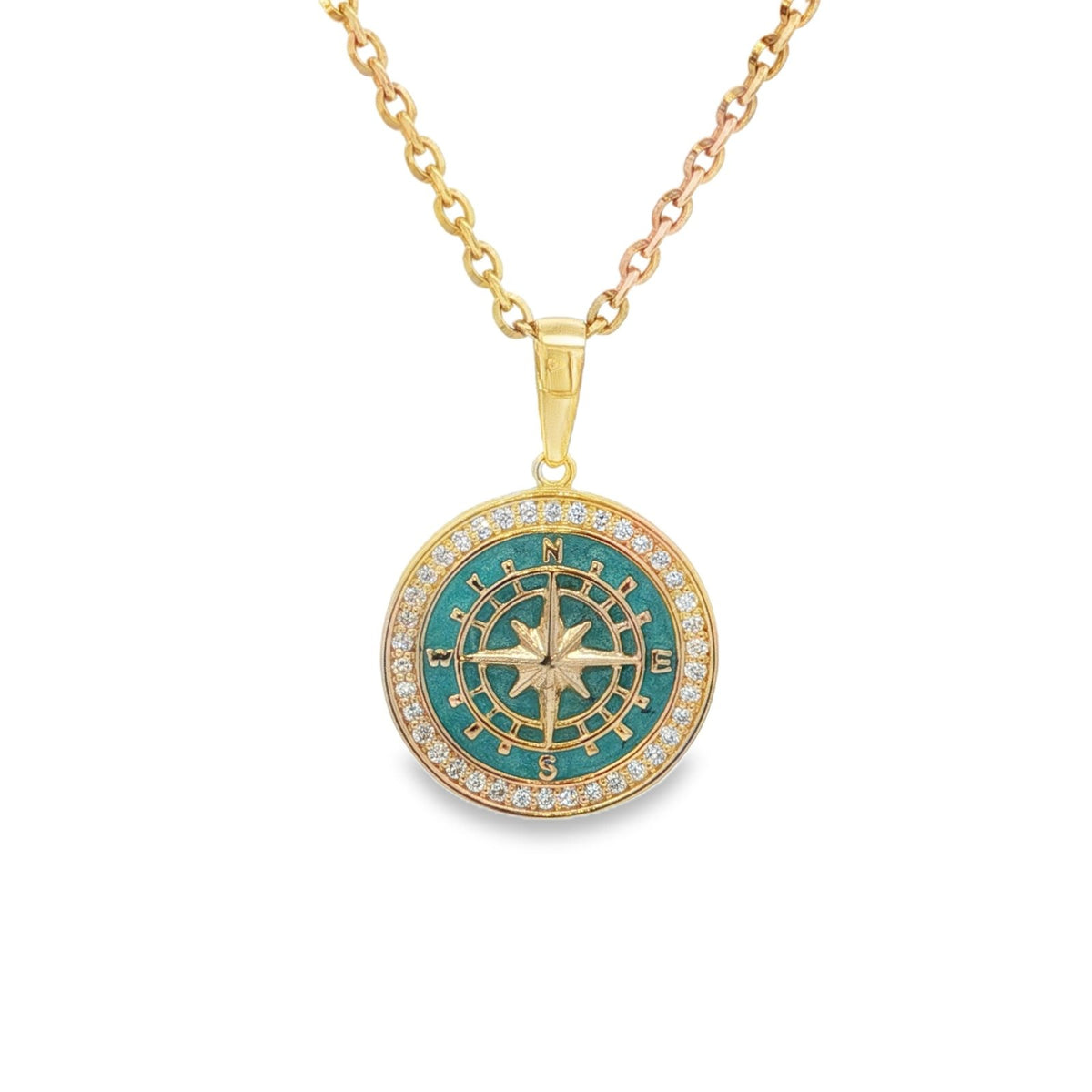 Jai's 14K Yellow Gold Diamond & Turquoise-accented Compass Pendant