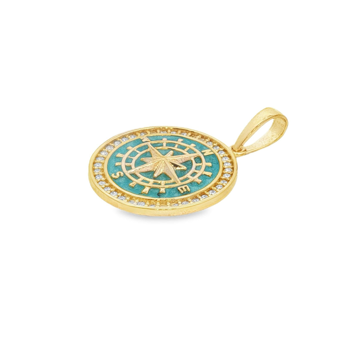 Jai's 14K Yellow Gold Diamond & Turquoise-accented Compass Pendant