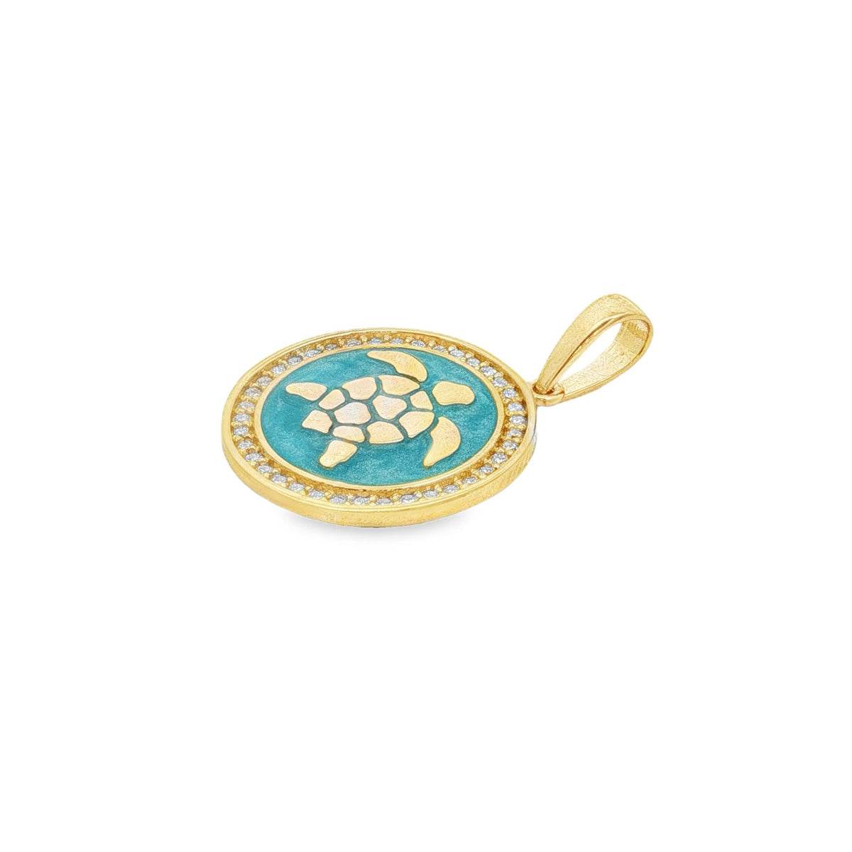 Jai's 14K Yellow Gold Diamond & Turquoise-accented Turtle Pendant