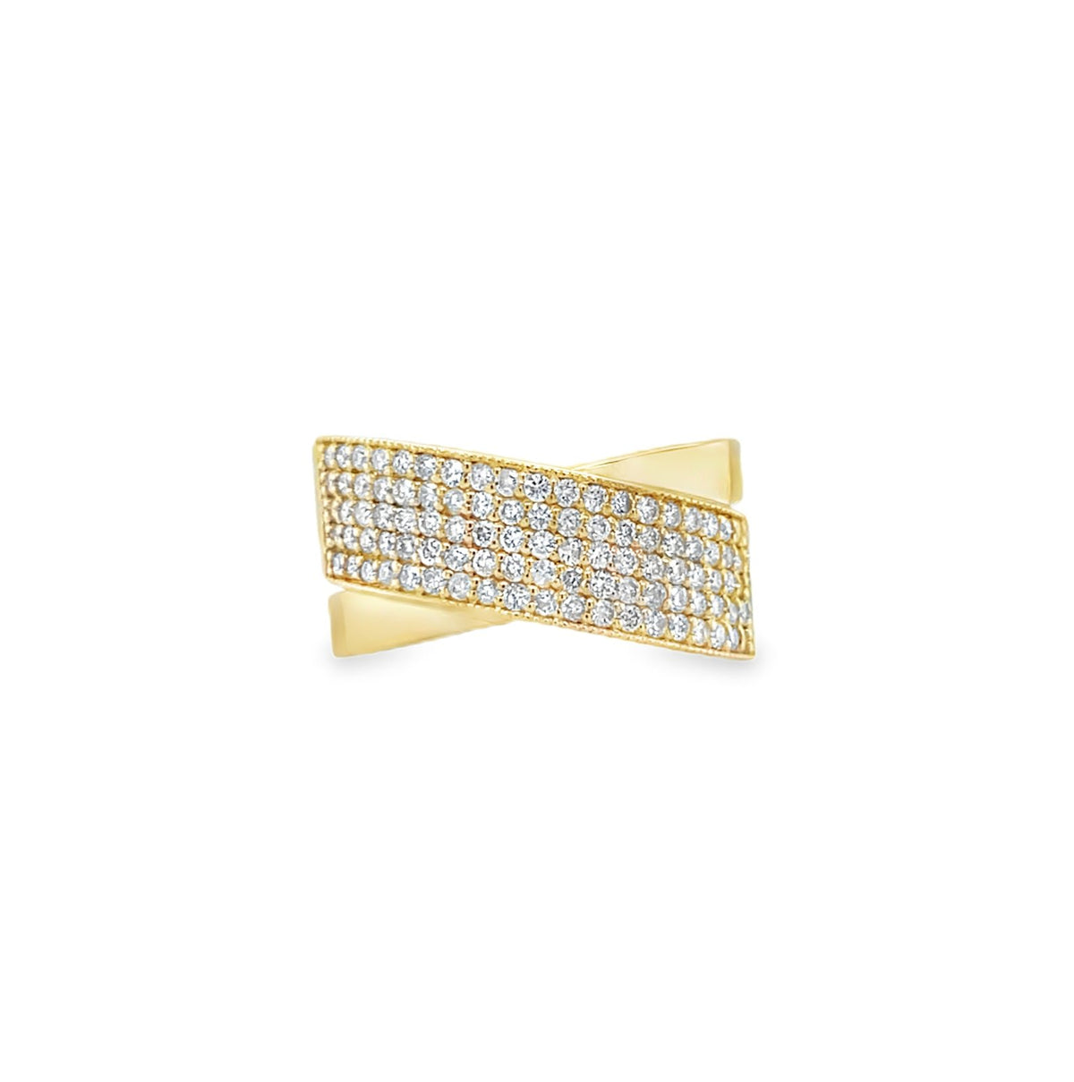 Overlapping Diamond Rings Jai's 14K Yellow Gold Wide Diamond Overlapping Ring – Jai's Turks and ...