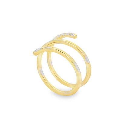 Jai's 14K Yellow Gold Diamond Spiral Ring