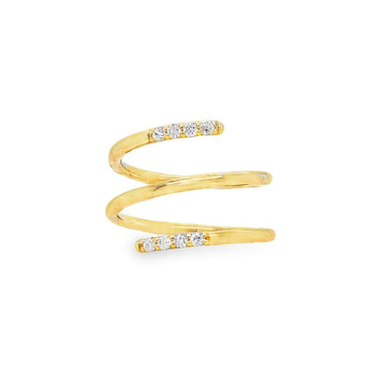 Jai's 14K Yellow Gold Diamond Spiral Ring